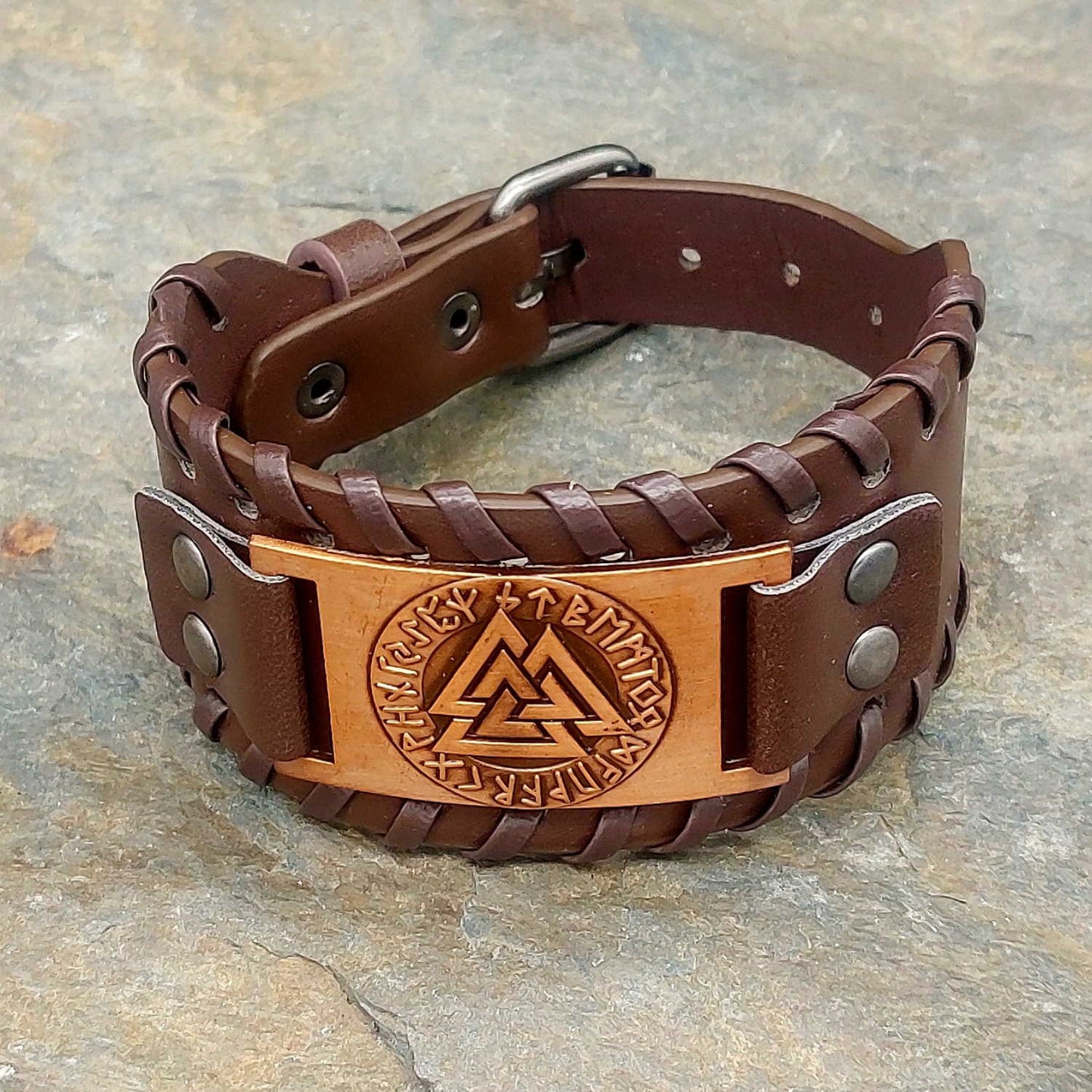 Lederarmband Odinsknoten braun "Algan"